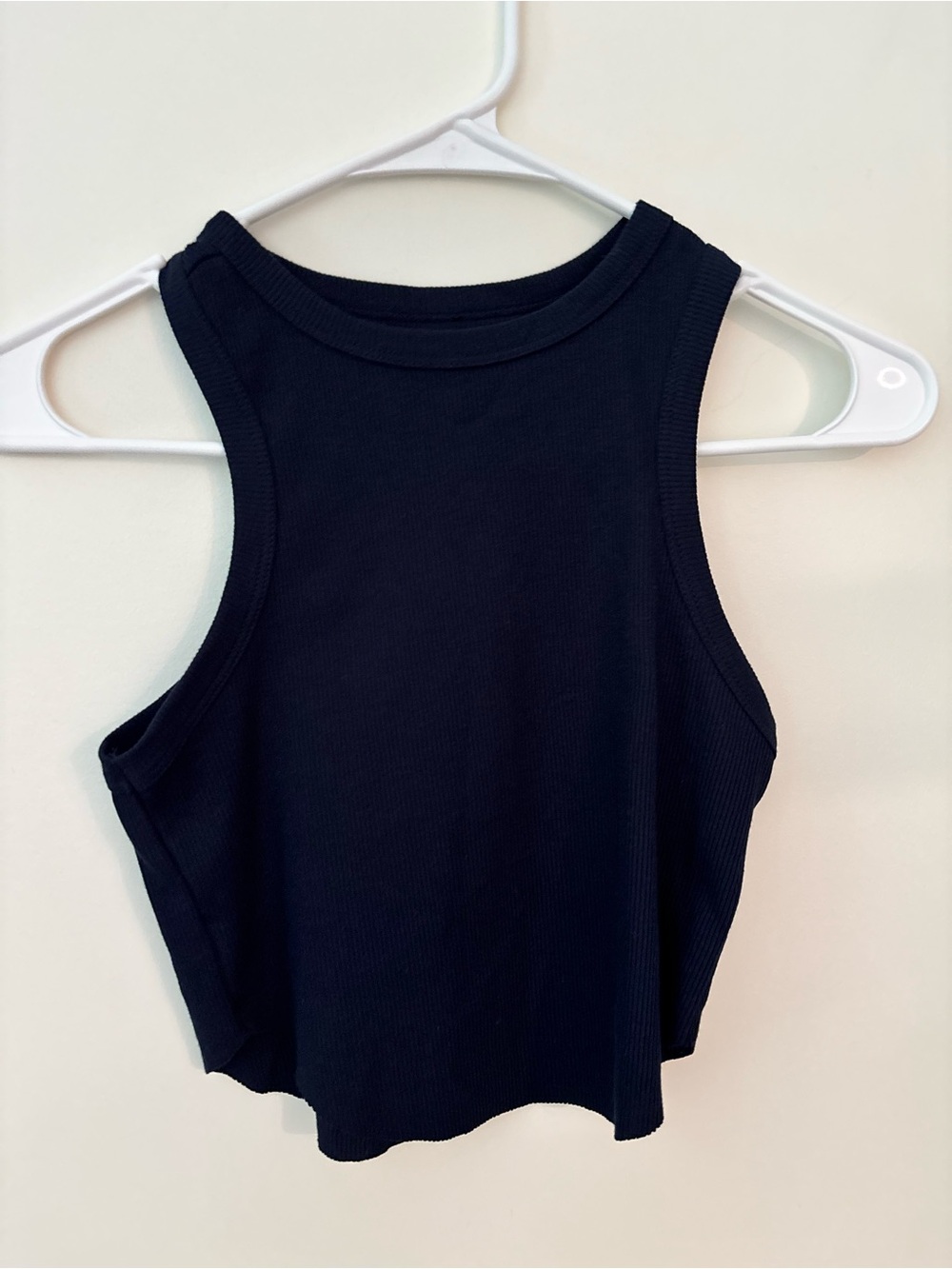 New Navy Ribbed Cropped Tank Top - Women